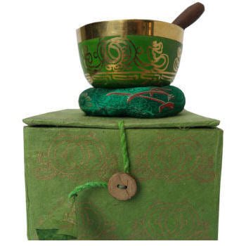 3" Green singing bowl w-Box SB-139B