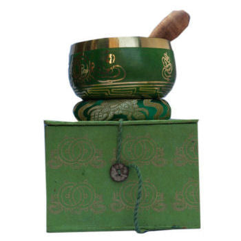 4" Green singing bowl w-Box SB-129B