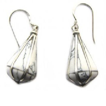 Pyramid Earring White Agage Stone PE-1158E