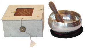 Singing bowl curve silver set 3.5" SB-032S