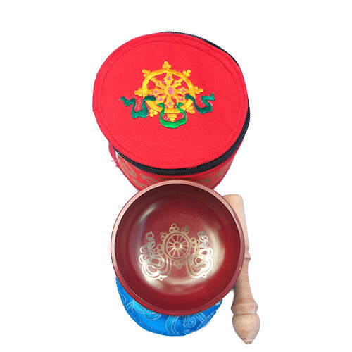 4" Red singing bowl w-Box SB-129C