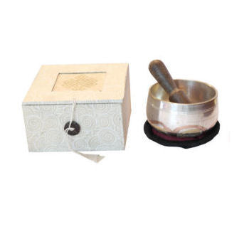3" deep silver Singing bowl set SB-033S