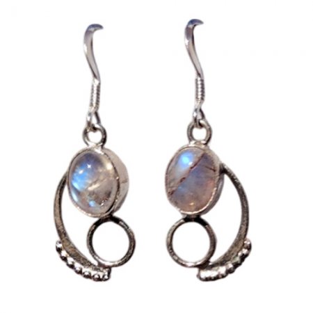 Spiral Moon Stone Silver Earring SE-2021M