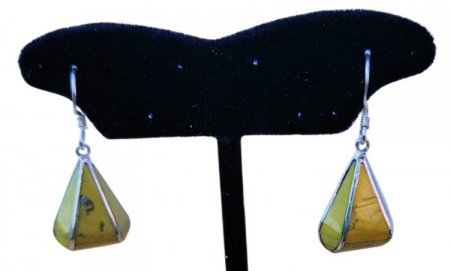 Triangle Earring Yellow Amber Stone PE-1155G