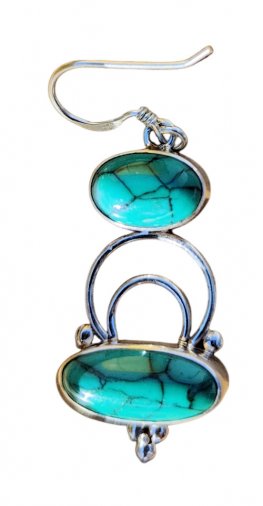 Multi Turquoise Stones Sterling silver Earring|mytibetshop Multi Turquoise Stones Sterling silver Earring|mytibetshop