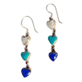 Multi Stones Heart dangleing earring PE-152D Multi Stones Heart dangleing earring PE-152D