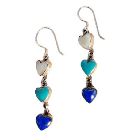 Multi Stones Heart dangleing earring PE-152D