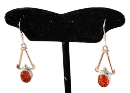 Sterling Silver Amber Tea drop Earring