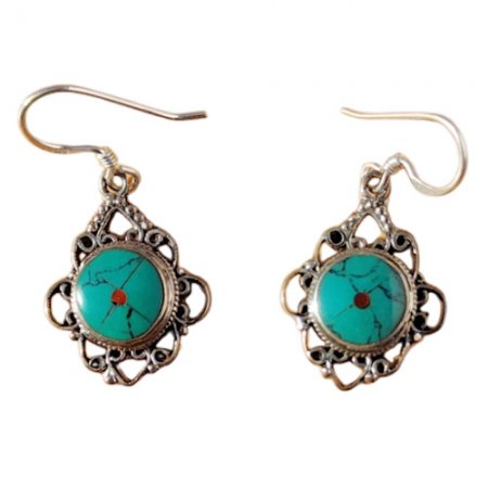 Tibetan Turquise Sterling silver Earrings PE-124