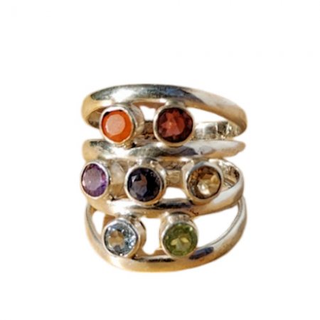 Adjustable Big 7 Chakra stones Ring