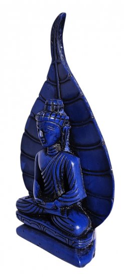 Bodhi Leaf Blue Meditating buddha statue, handcrafted RB-500L