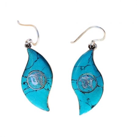 Tibetan Turquoise Om Earring PE-10A