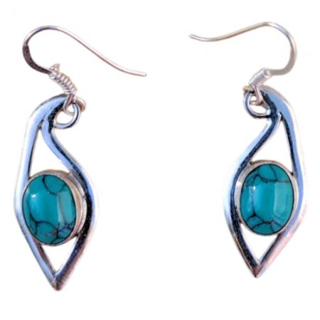 Peace Eye Tibetan Turquoise Silver Earring SE-2025T