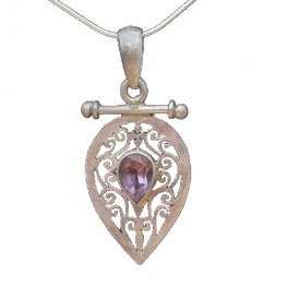 Sterling silver Jali pendent with Amthyst stone RPP2010Y Sterling silver Jali pendent with Amthyst stone RPP2010Y