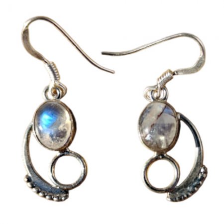 Spiral Moon Stone Silver Earring SE-2021M