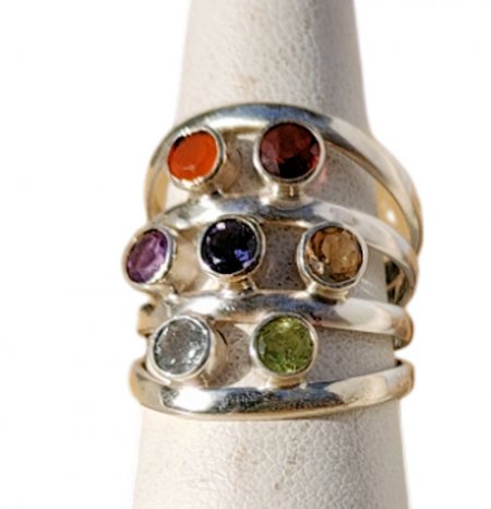 Adjustable Big 7 Chakra stones Ring