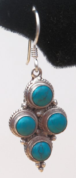 Multi Turquoise Stone Sterling Silver Earring PE 513 Multi Turquoise Stone Sterling Silver Earring PE 513