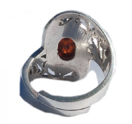 Adjustable Big Amber stone Ring
