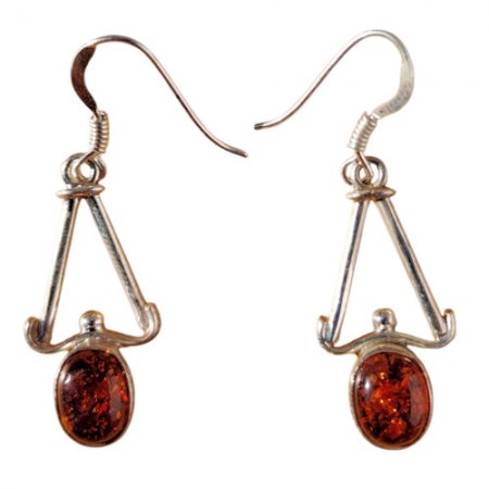 Sterling Silver Amber Tea drop Earring