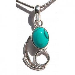 Spiral Pendent Tibetan Turquoise in Sterling Silver SP-2006T Spiral Pendent Tibetan Turquoise in Sterling Silver SP-2006T