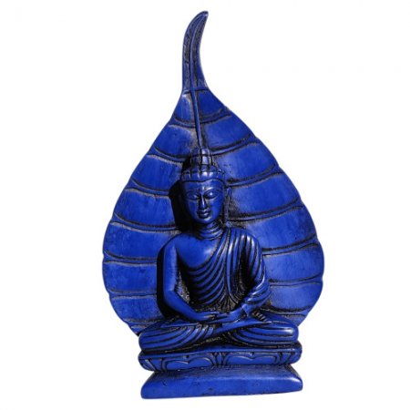 Bodhi Leaf Blue Meditating buddha statue, handcrafted RB-500L