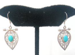 Sterling silver Jali pendent with Turquoise stone RPe2010T Sterling silver Jali pendent with Turquoise stone RPe2010T