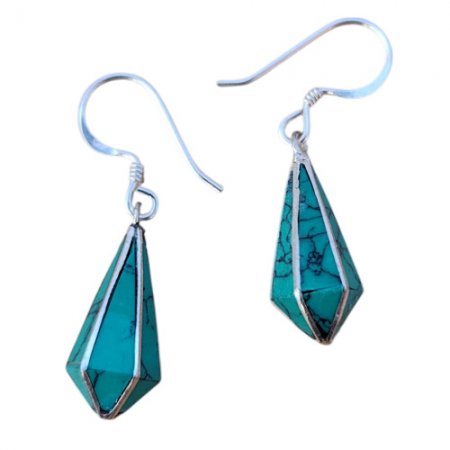 Pyramid Earring Turquoise Stone PE-1158A