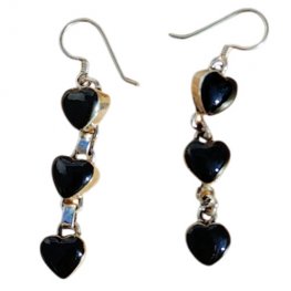 Black Onyx Heart dangleing earring PE-152B Black Onyx Heart dangleing earring PE-152B