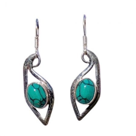 Peace Eye Tibetan Turquoise Silver Earring SE-2025T