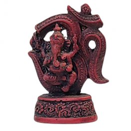 Mini Ganesh Statue on OM Symbol Red RG-075A Mini Ganesh Statue on OM Symbol Red RG-075A