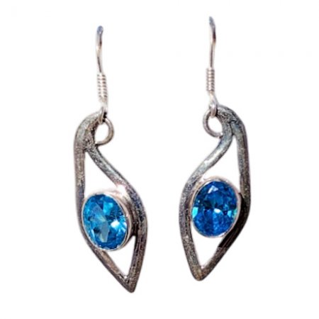 Peace Eye Blue Topaz Silver Earring SE-2025Z