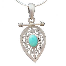 Sterling silver Jali pendent with Turquoise stone RPP2010T Sterling silver Jali pendent with Turquoise stone RPP2010T