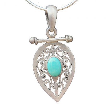 Sterling silver Jali pendent with Turquoise stone RPP2010T