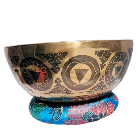 7 Chakra carved Singing bowl 12 inches OK-02