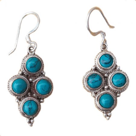 Multi Turquoise Stone Sterling Silver Earring PE 513