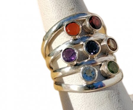 Adjustable Big 7 Chakra stones Ring