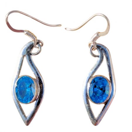 Peace Eye Blue Topaz Silver Earring SE-2025Z