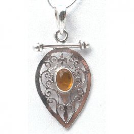 Sterling silver Jali pendent with Amber stone RPP2010A Sterling silver Jali pendent with Amber stone RPP2010A