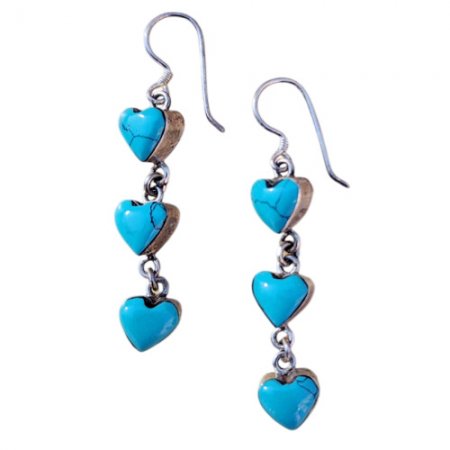 Turquoise Multi Heart dangleing earring PE-152B