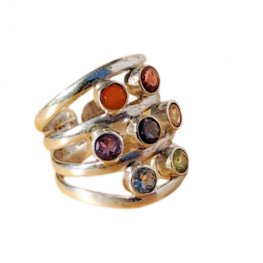 Adjustable Big 7 Chakra stones Ring Adjustable Big 7 Chakra stones Ring