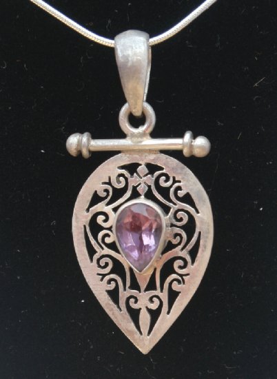 Sterling silver Jali pendent with Amthyst stone RPP2010Y