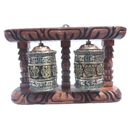 Multi Prayer Wheel with Wood Frame W0183 Multi Prayer Wheel with Wood Frame W0183