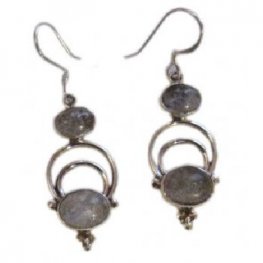 Double Moon Stone Earring-Moon Stone Earring Double Moon Stone Earring-Moon Stone Earring