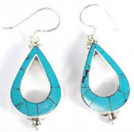 Triangle Turquoise Dangling Earring PE-148A Triangle Turquoise Dangling Earring PE-148A