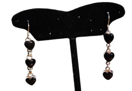 Black Onyx Heart dangleing earring PE-152B