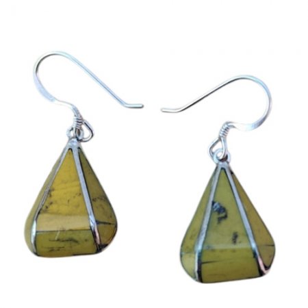 Triangle Earring Yellow Amber Stone PE-1155G