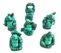 Turquoise mini Laughing Buddha set of 6 RN-133Z Turquoise mini Laughing Buddha set of 6 RN-133Z