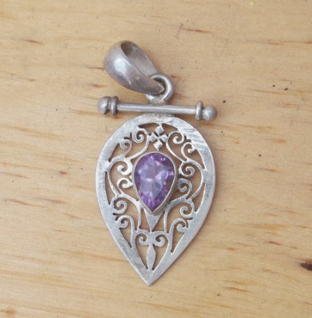 Sterling silver Jali pendent with Amthyst stone RPP2010Y