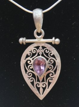Sterling silver Jali pendent with Amthyst stone RPP2010Y Sterling silver Jali pendent with Amthyst stone RPP2010Y