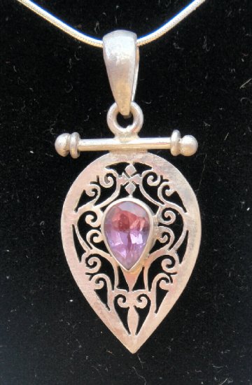 Sterling silver Jali pendent with Amthyst stone RPP2010Y